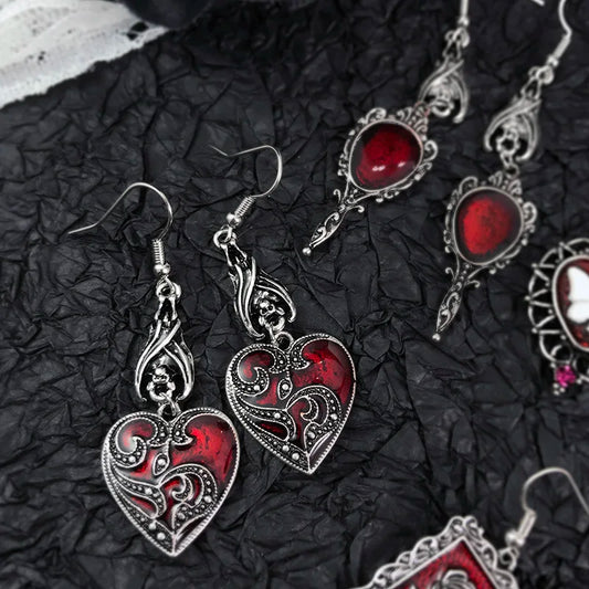 Women's Dark Gothic Vintage Punk Goth Halloween Drop Earrings - Lovez Aqua© -