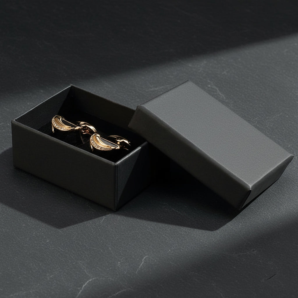 Men's Luxurious Gold Crystal Glass Rectangle Cufflinks with Rhinestone Accents - Lovez Aqua© - Antique Copper