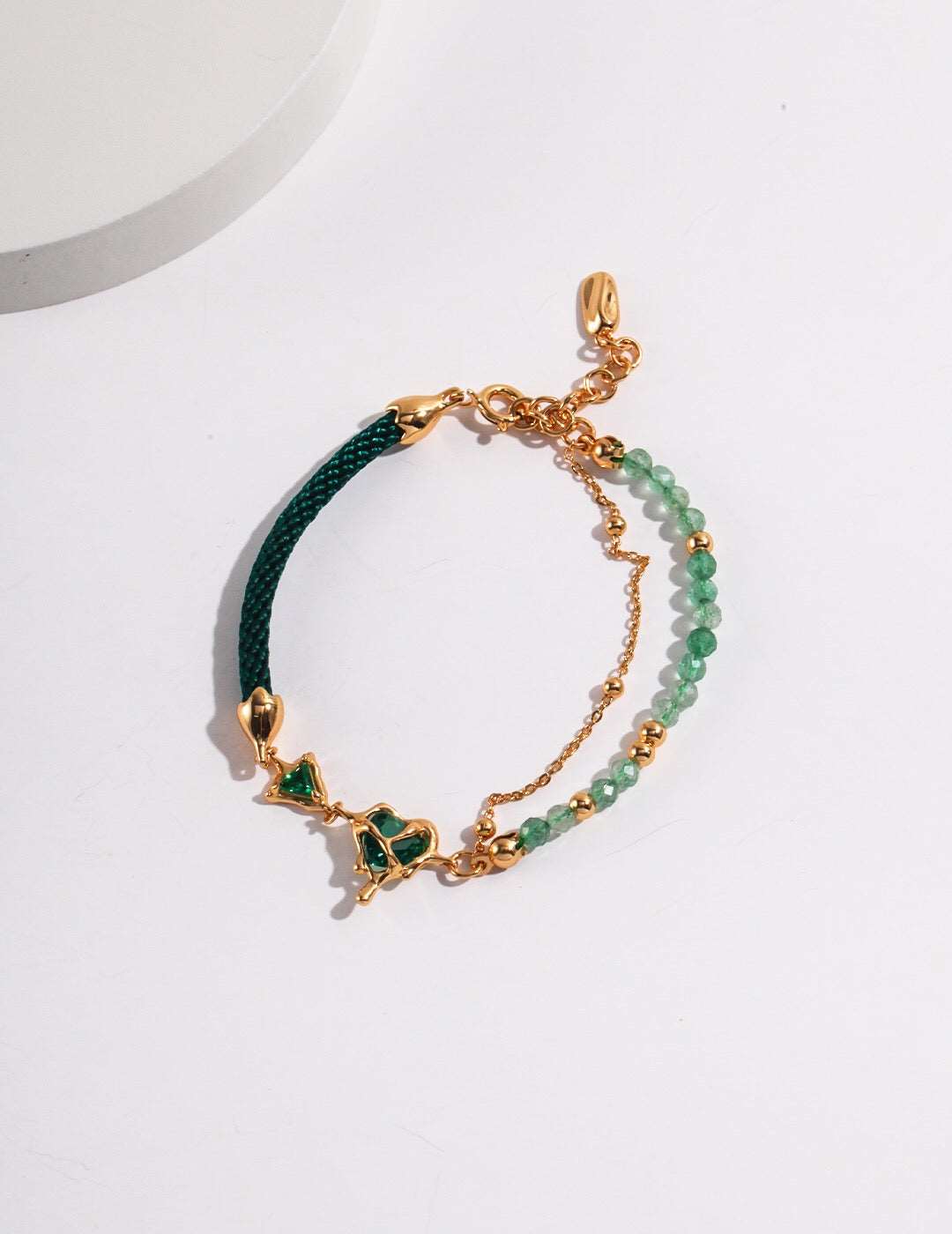 Women's Abstract 18ct Gold Plated Green Strawberry Crystal Heart Bracelet - Lovez Aqua© - Default Title