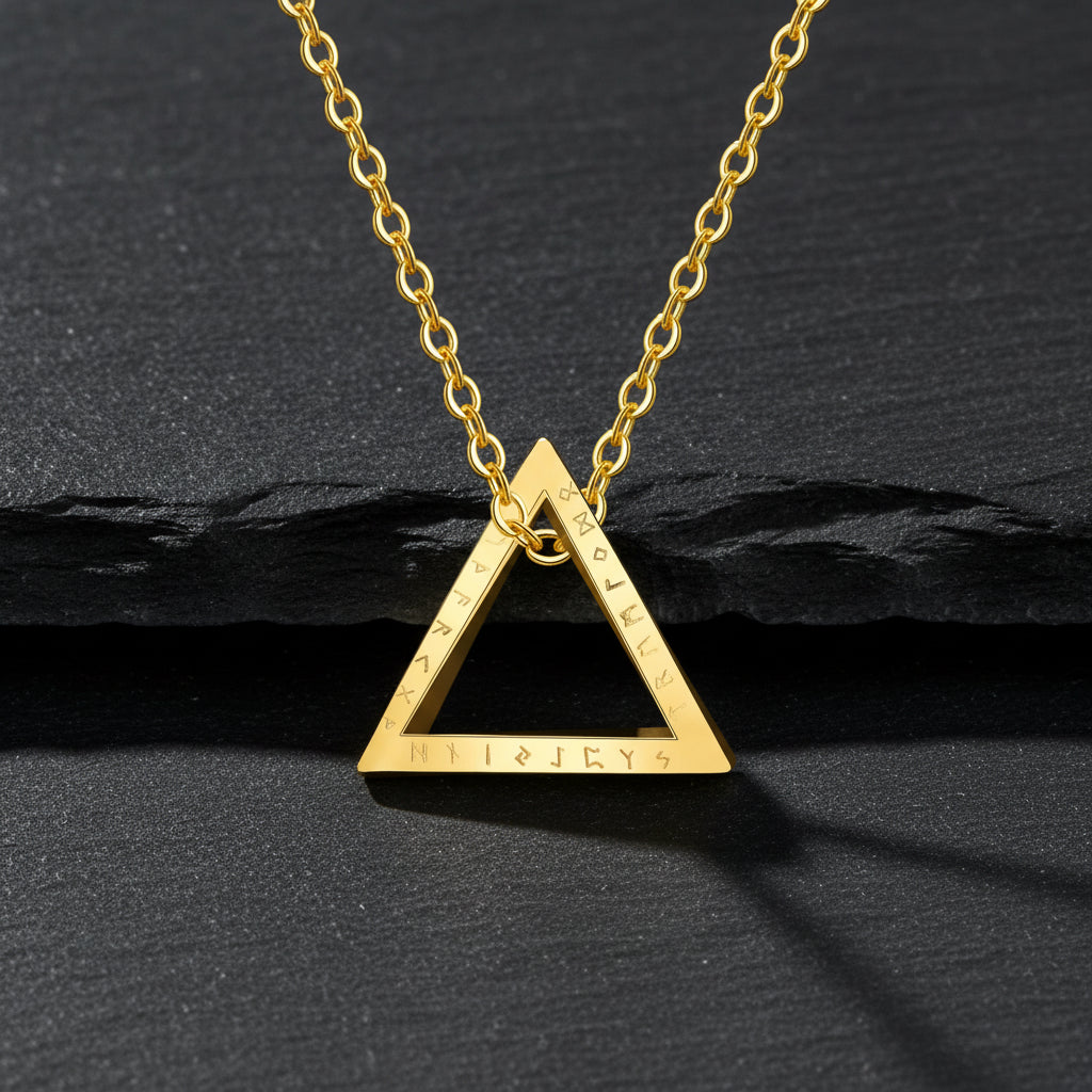 Men's Antique Twisted Norse Viking Triangle Pendant Necklace - Lovez Aqua© - 6 / 50cm