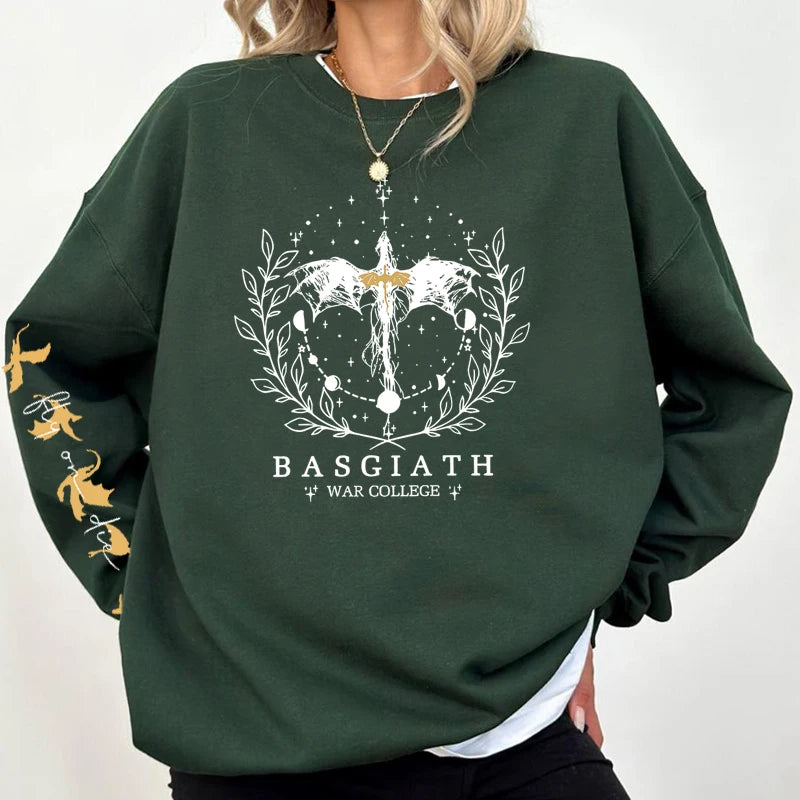 Fourth Wing Basgiath War College Dragon Women's Crewneck Pullover Sweatshirt - Fourth Wing - Dark Green / S