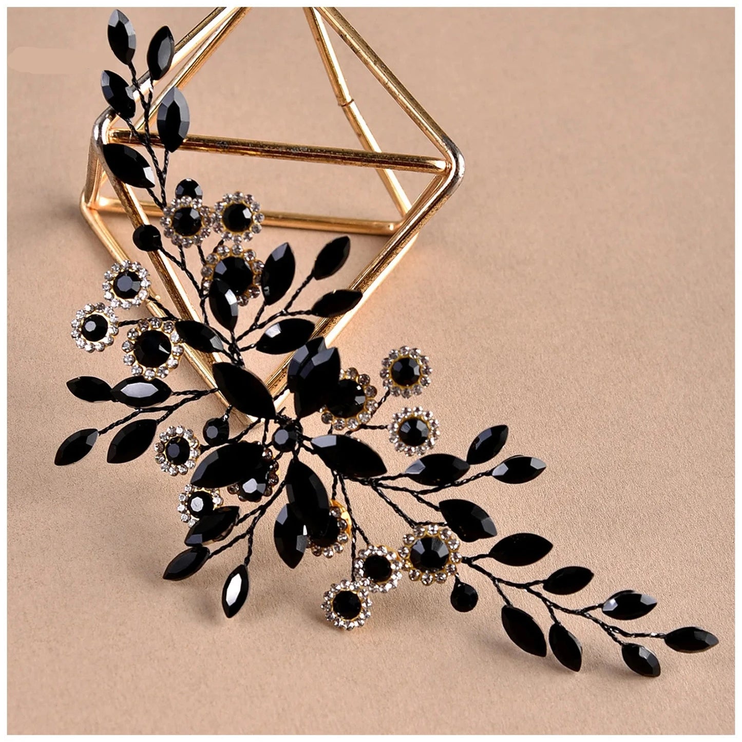 Delicate Women's Rhinestone Encrusted Hair Comb With Crystal Flowers - Lovez Aqua© -