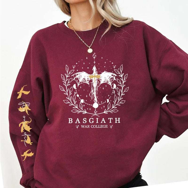 Fourth Wing Basgiath War College Dragon Women's Crewneck Pullover Sweatshirt - Fourth Wing - Maroon / S