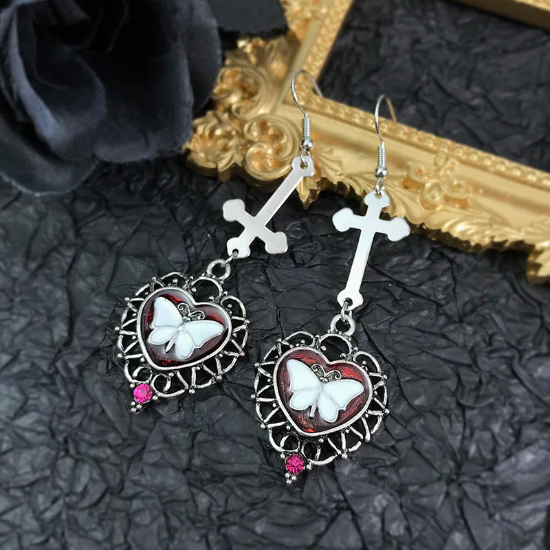 Women's Dark Gothic Vintage Punk Goth Halloween Drop Earrings - Lovez Aqua© - 2