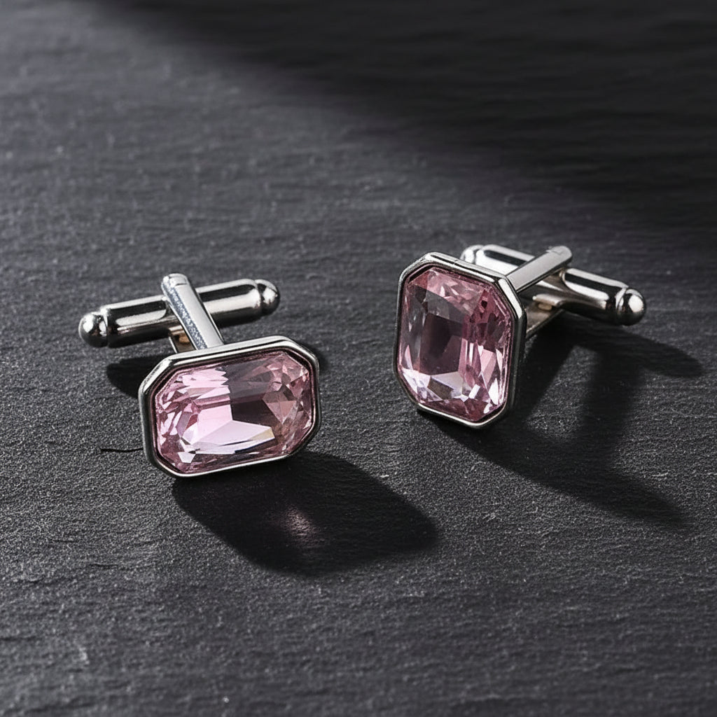 Men's Luxury Crystal Rhinestone Rectangle Cufflinks - Lovez Aqua© -