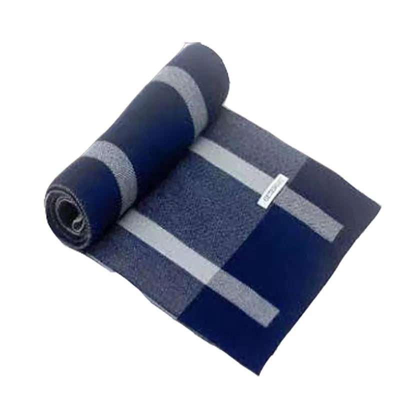 Men's Sleek Multicolored Winter Plaid Casual Scarf - Lovez Aqua© - Navy Blue