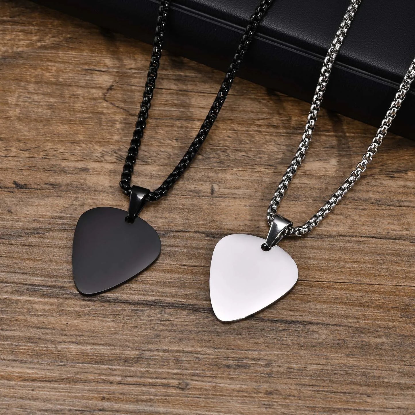 Men's Stainless Steel Guitar Pick Pendant Necklace - Lovez Aqua© -