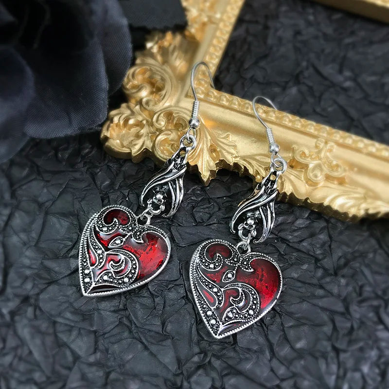 Women's Dark Gothic Vintage Punk Goth Halloween Drop Earrings - Lovez Aqua© - 4