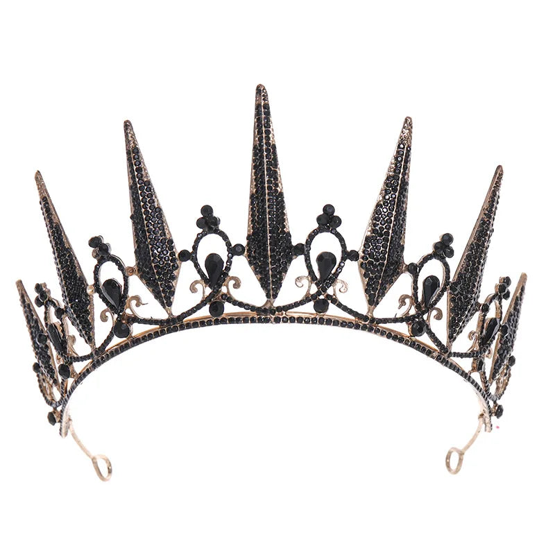 Women's Baroque Vintage Black Crystal Rhinestone Gothic Spear Tiara - Lovez Aqua© -