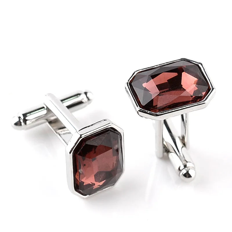Men's Luxury Crystal Rhinestone Rectangle Cufflinks - Lovez Aqua© -