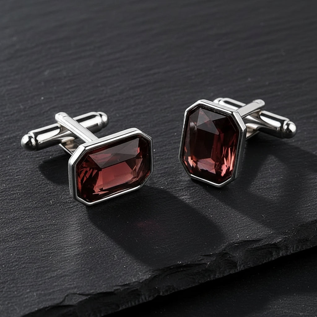 Men's Luxury Crystal Rhinestone Rectangle Cufflinks - Lovez Aqua© -