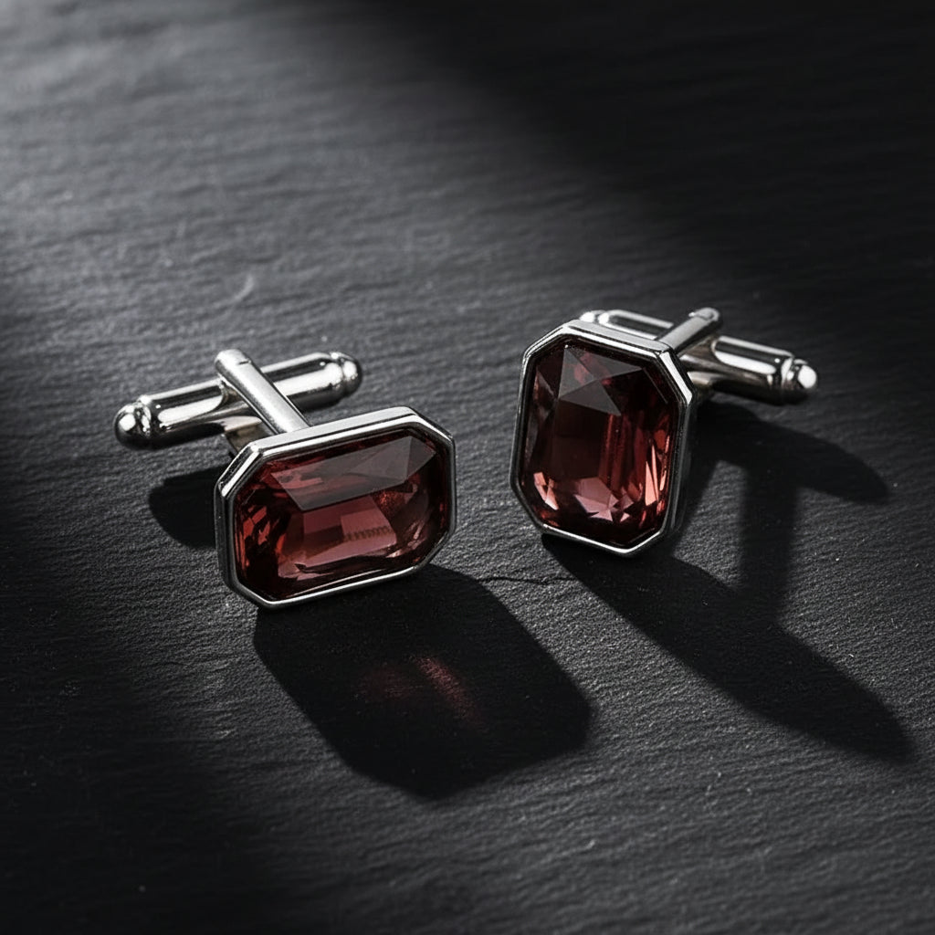 Men's Luxury Crystal Rhinestone Rectangle Cufflinks - Lovez Aqua© - Orange Bronze