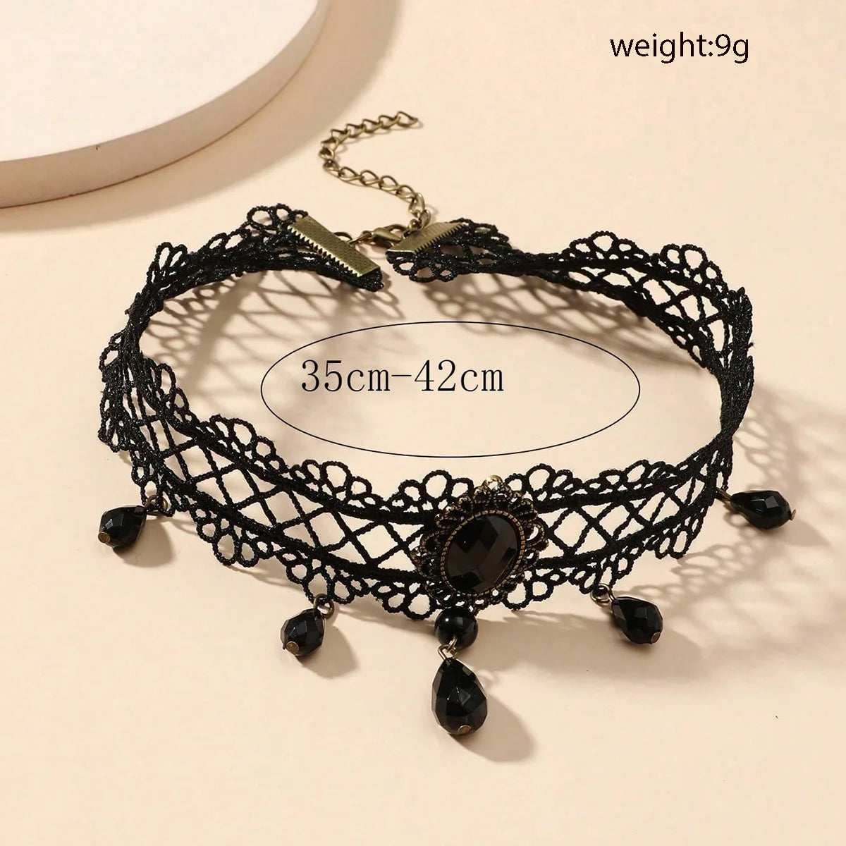 Women's Vintage Classic Gothic Black Lace Choker with Rhinestone Accents - Lovez Aqua© -
