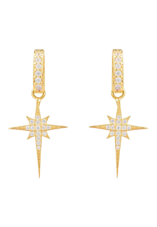 Gold Dipped 925 Sterling Silver North Star Drop Earrings For Christmas - Lovez Aqua© -