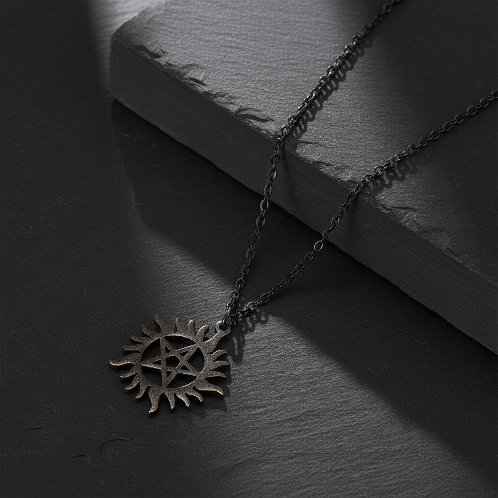 Supernatural Stainless Steel Shining Sun Pentagram Pendant Necklace - Supernatural -