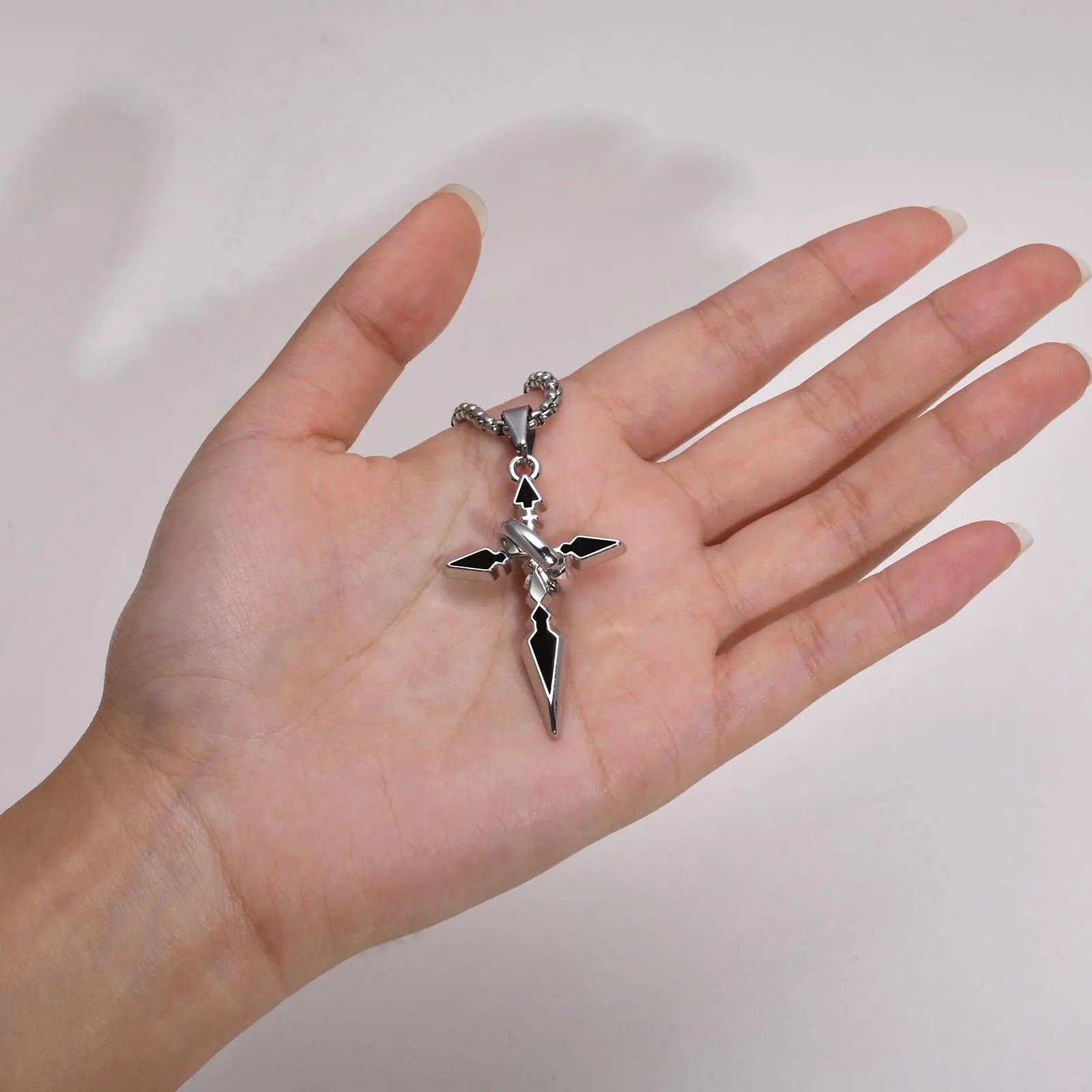 Unisex Sleek Stainless Steel Arrow Shaped Cross Necklace - Lovez Aqua© -