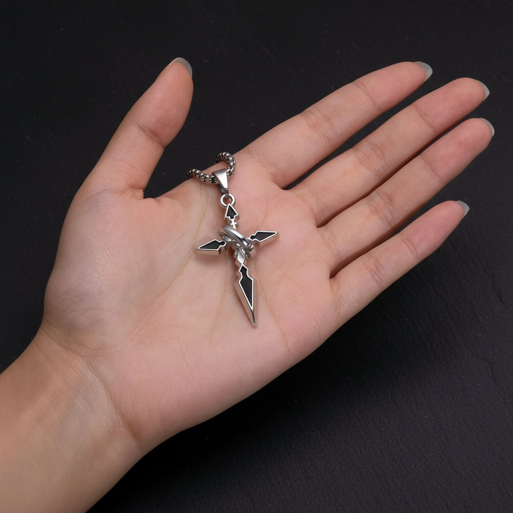 Unisex Sleek Stainless Steel Arrow Shaped Cross Necklace - Lovez Aqua© -