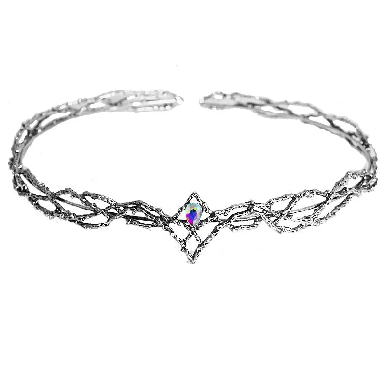 Lord of the Rings Elven King Thrandiul Delicate Elvish Waterdrop Crystal Crown - Lord of the Rings - Silver 2