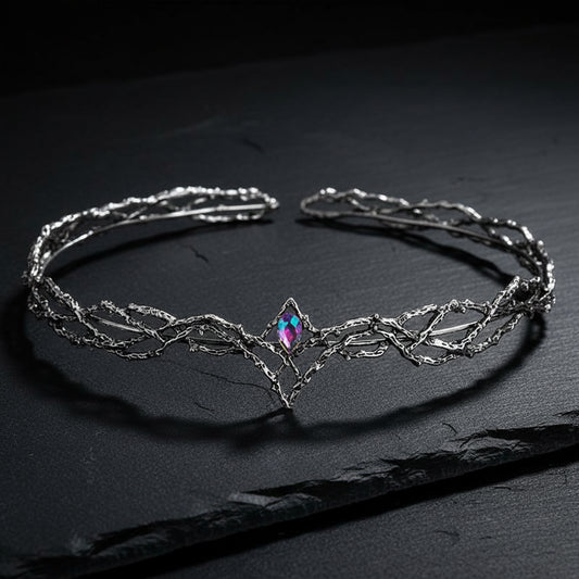 Lord of the Rings Elven King Thrandiul Delicate Elvish Waterdrop Crystal Crown - Lord of the Rings - Silver 2