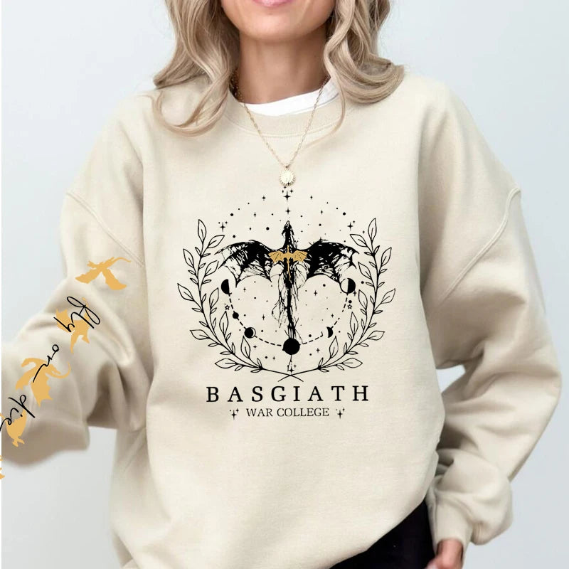 Fourth Wing Basgiath War College Dragon Women's Crewneck Pullover Sweatshirt - Fourth Wing - Beige / S