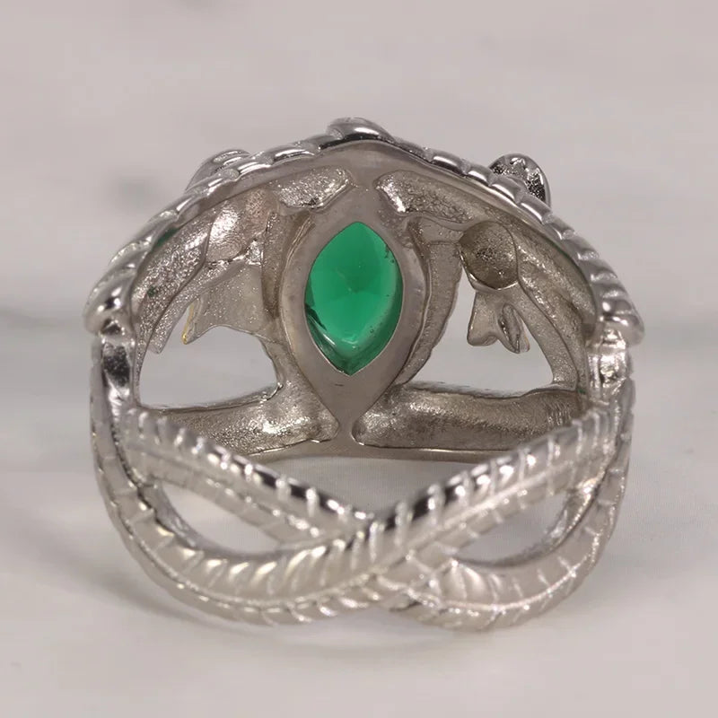 S925 Sterling Silver & Emerald Zircon Lord of the Rings Aragorn of Barahir Ring - Lord of the Rings -