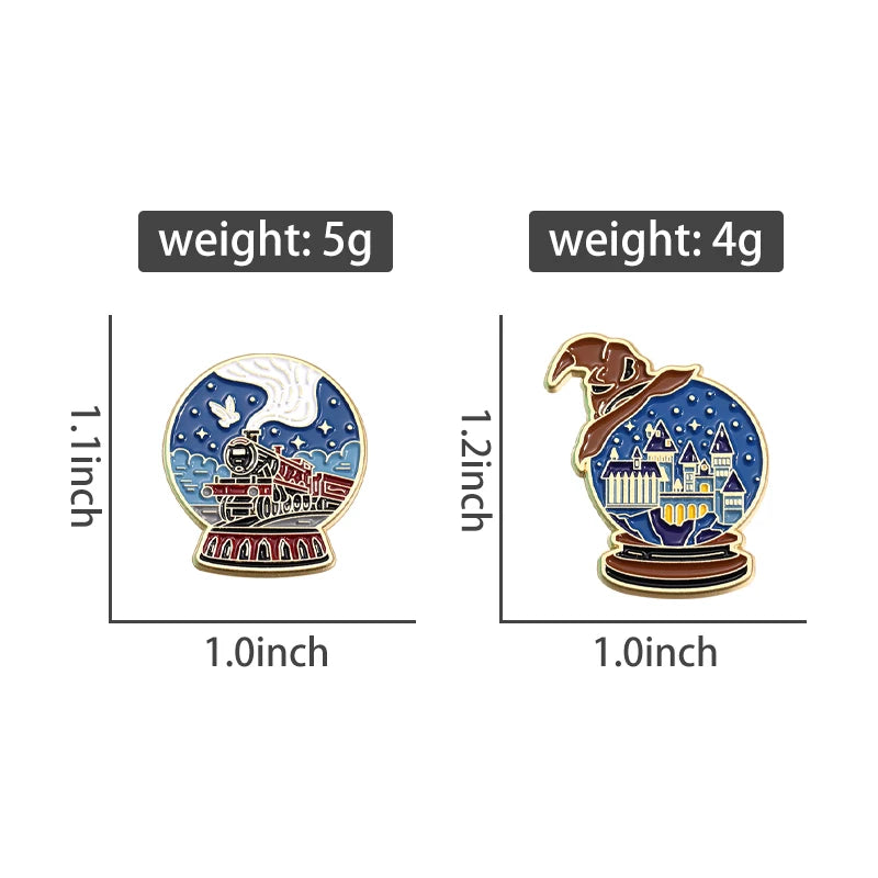 Harry Potter Night Hogwarts Castle & Hogwarts Express Train Lapel Brooch - Harry Potter -