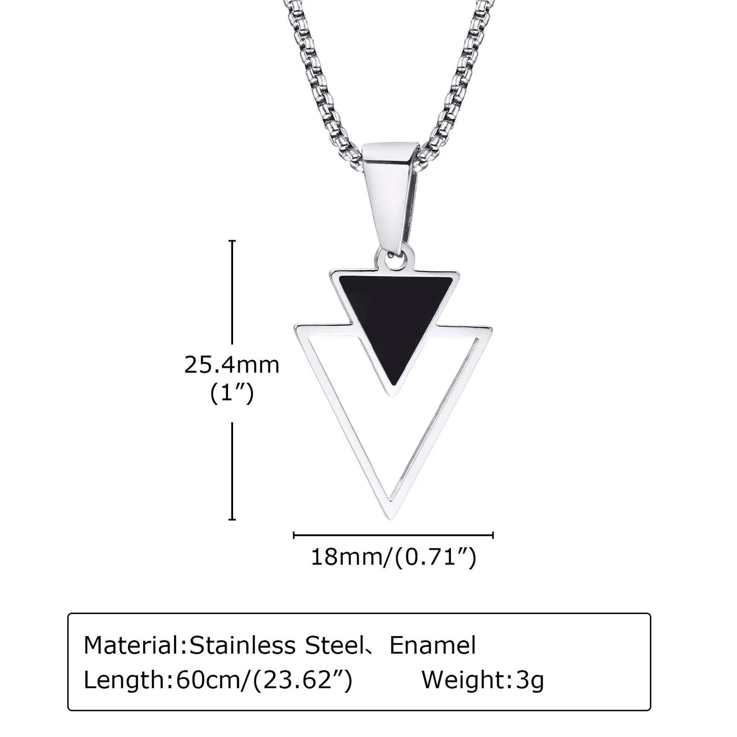 Men's Modern Abstract Minimalist Hollow Geometric Triangle Pendant Necklace - Lovez Aqua© -