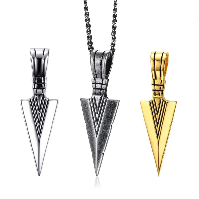 Men's Stainless Steel Punk Rock Arrow Head Pendant Necklace - Lovez Aqua© -