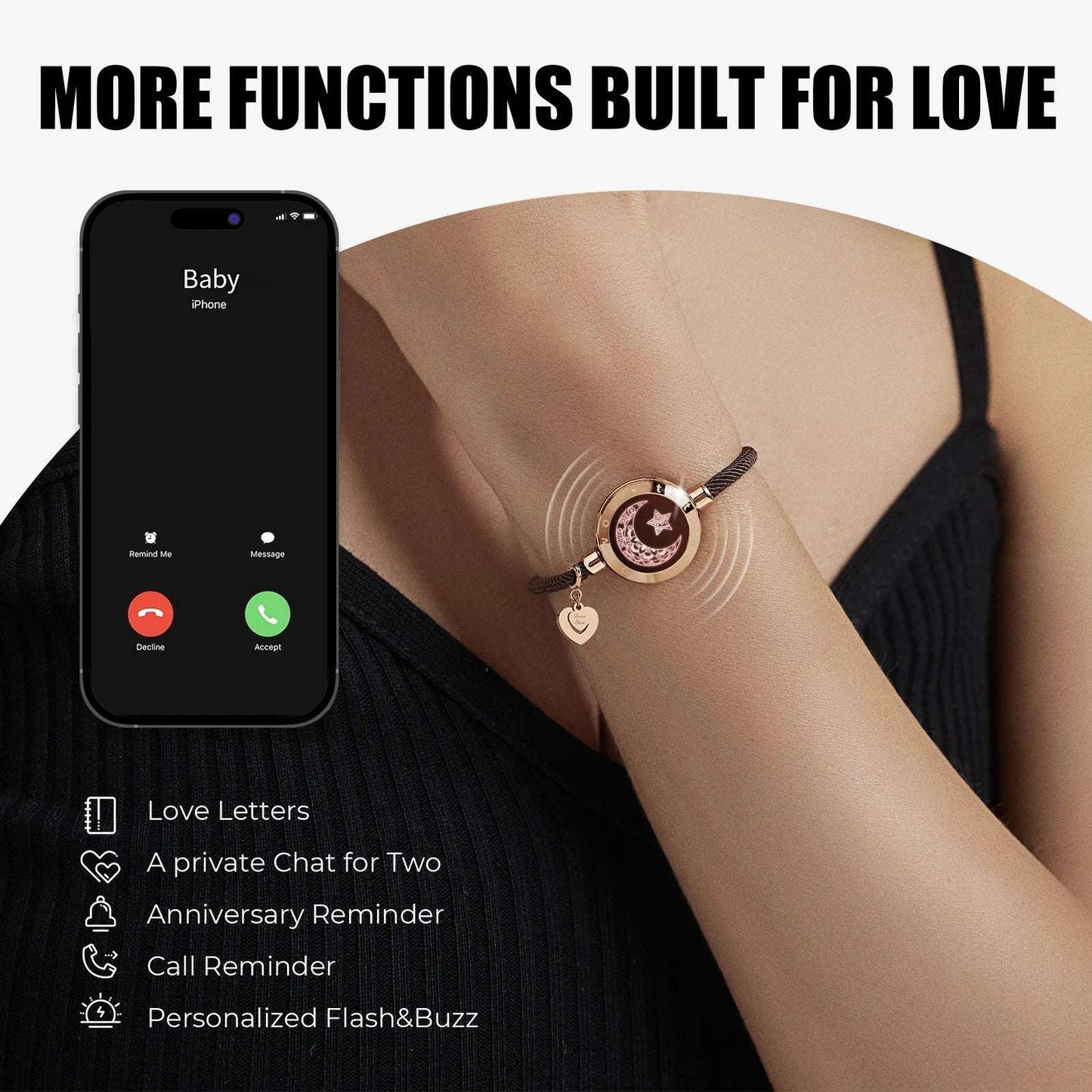 Totwoo Long Distance Relationship Touch Light Up & Vibrate Bracelets For Couples - Lovez Aqua© -