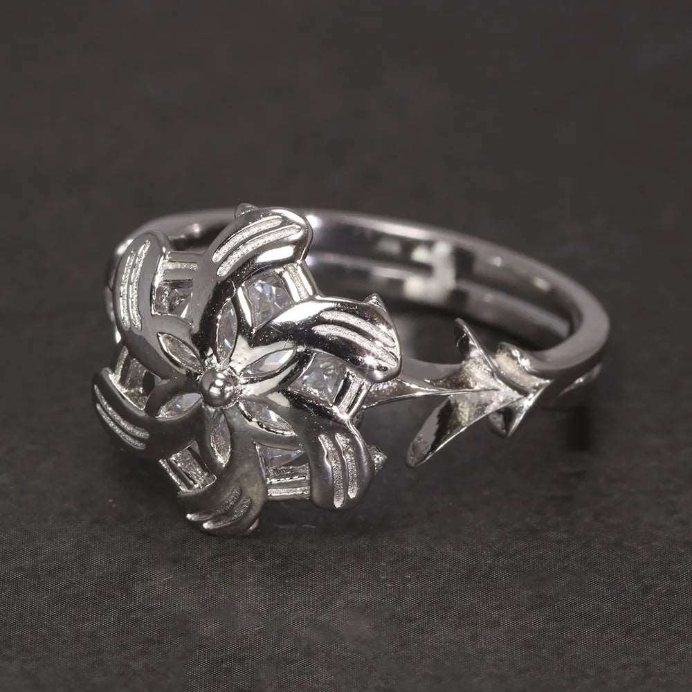 Real S925 Sterling Silver & Zircon LOTR Lady Galadriel Nenya The Ring of Adamant - Lord of the Rings - Ring Only / 5