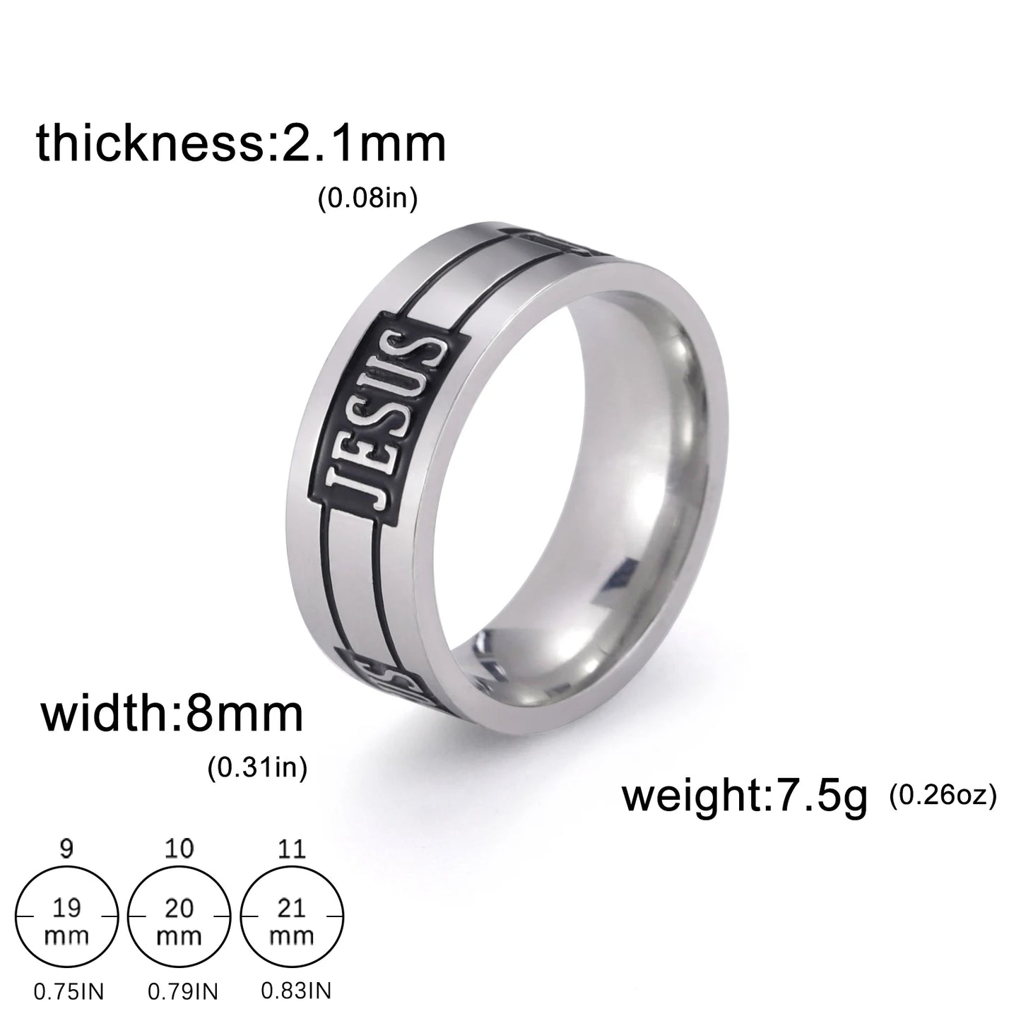 Men's Geometric Engraved Pattern Thick Stainless Steel Band Ring - Lovez Aqua© - Style 26 / 11