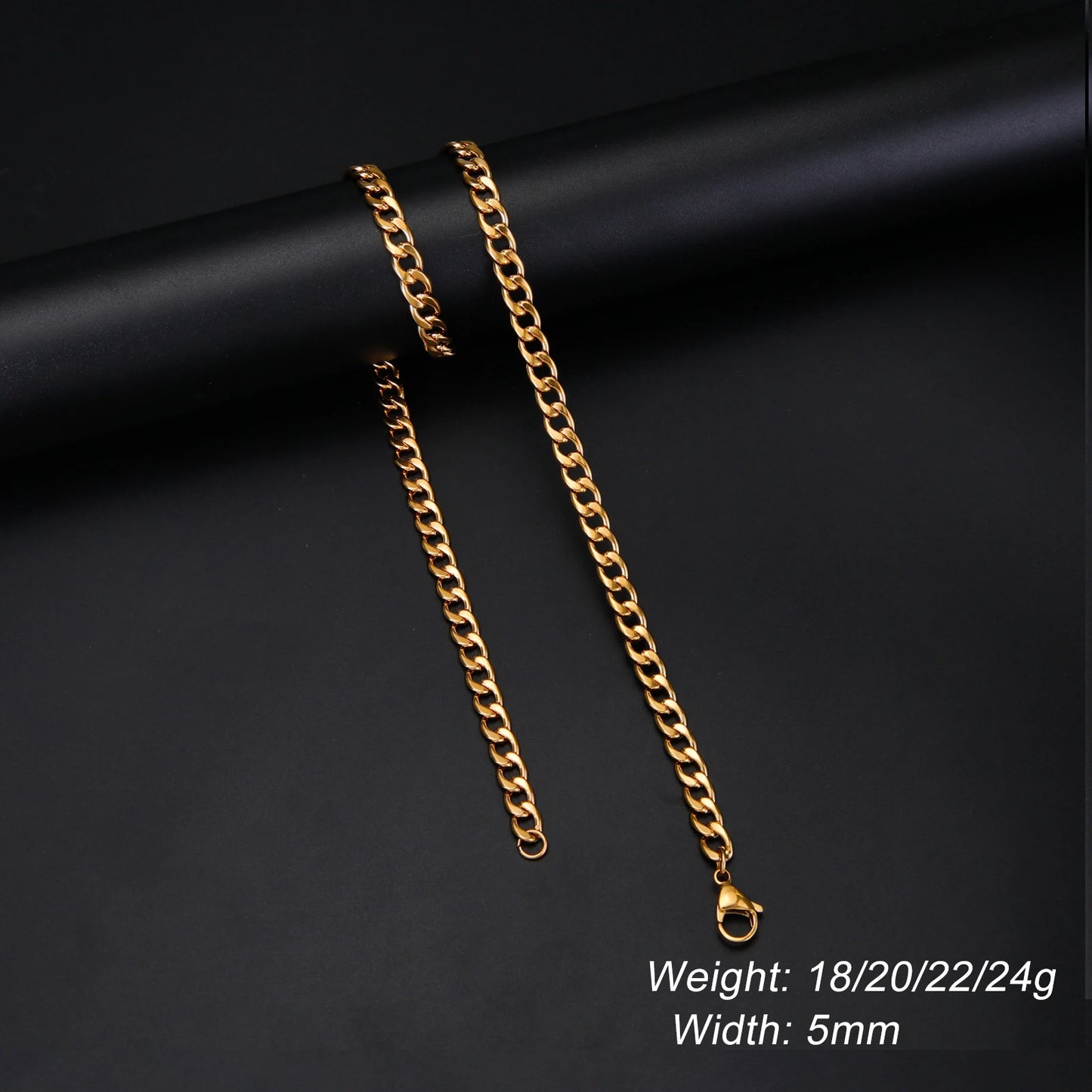 Men's Minimalist Chunky Basic Punk Stainless Steel Chain Necklace - Lovez Aqua© - Cuban Chain 5mm G / 50cm-20inches