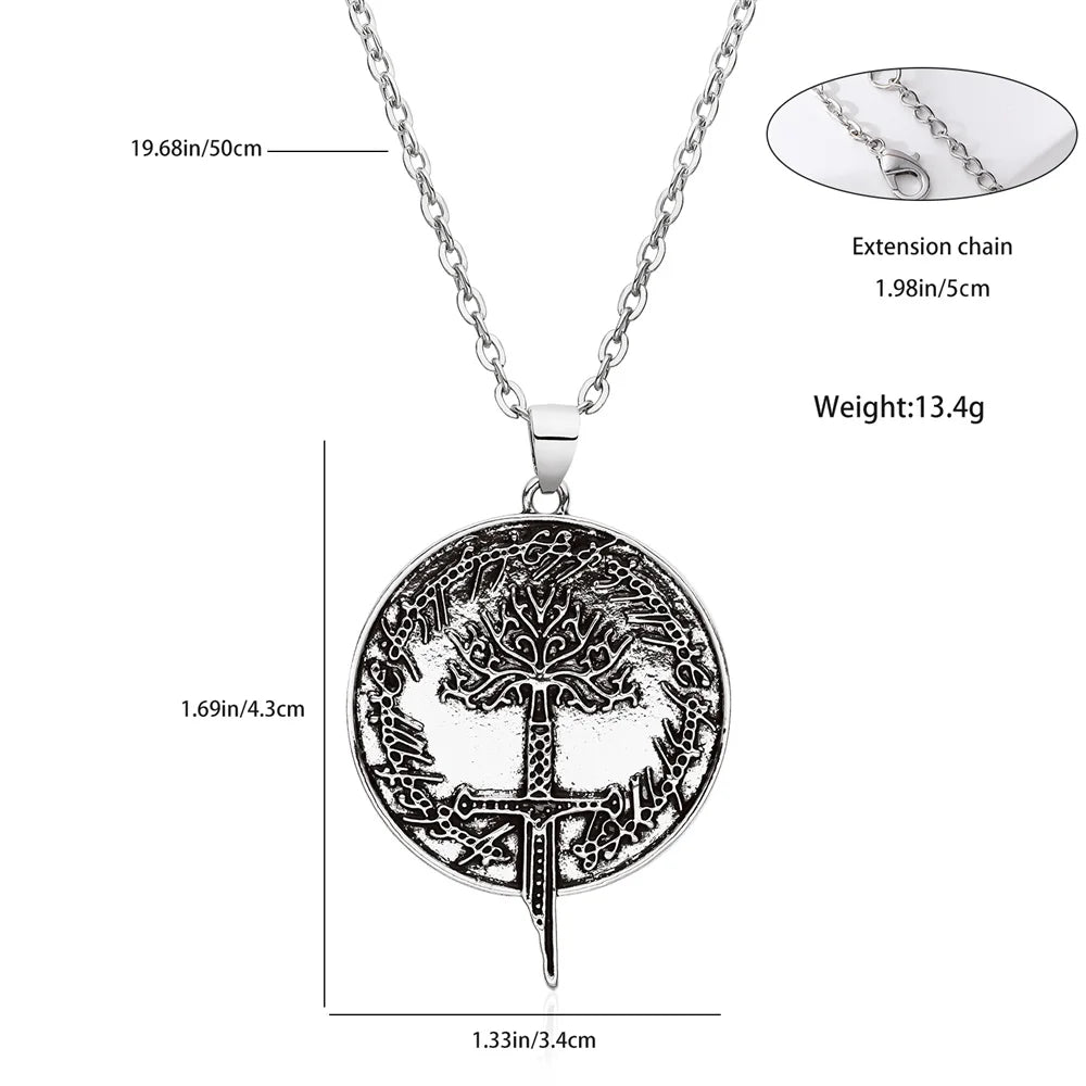 Lord of the Rings Tree of Gondor Narsil Broken Sword & The One Ring Necklace - Lord of the Rings -