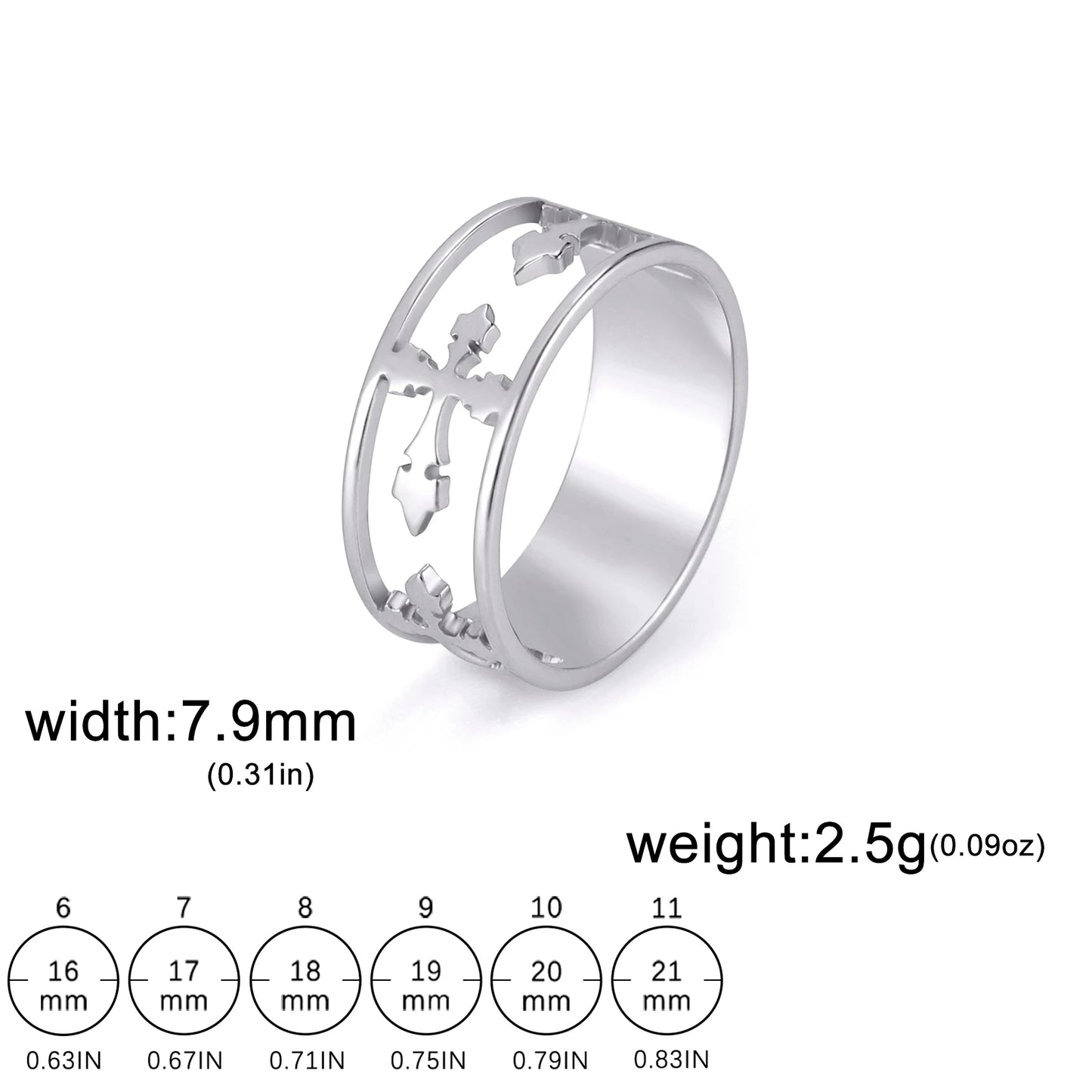 Elegant Religious Cross Stainless Steel Unisex Ring - Lovez Aqua© -