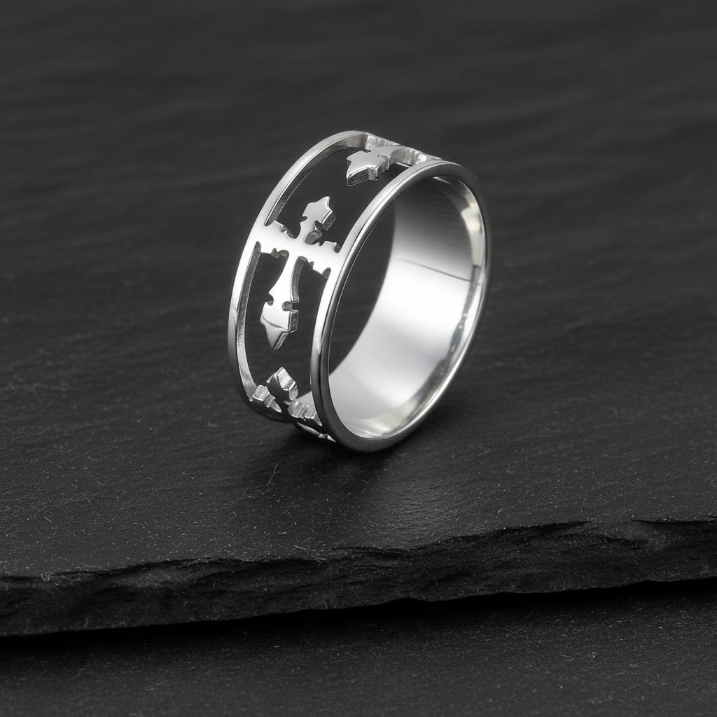 Elegant Religious Cross Stainless Steel Unisex Ring - Lovez Aqua© -