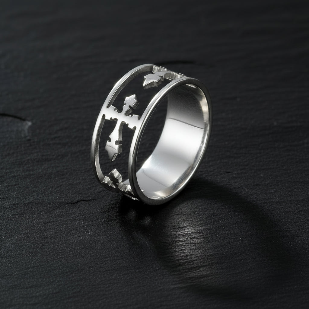 Elegant Religious Cross Stainless Steel Unisex Ring - Lovez Aqua© - Silver / 7
