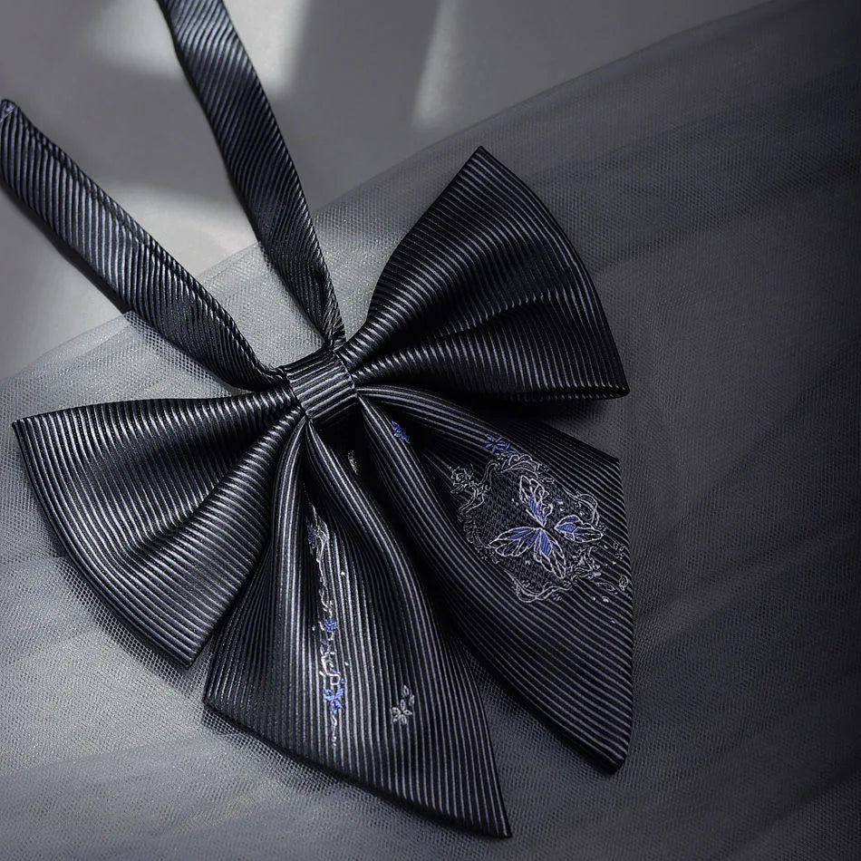Gothic Japanese Anime Style Black & Purple Broken Butterfly Men's Necktie - Lovez Aqua© - Bow Tie