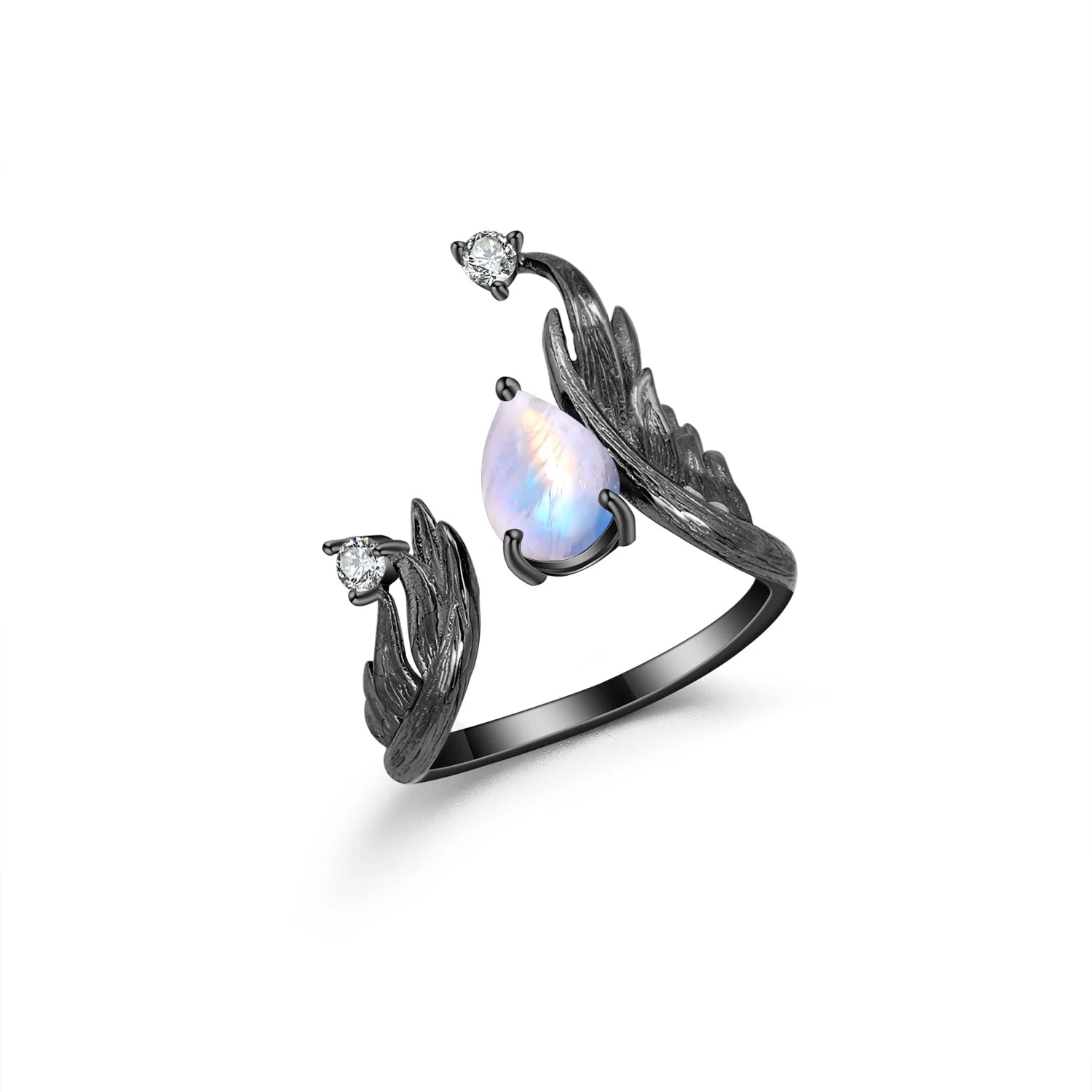 925 Sterling Silver & 1.43Ct Natural Amethyst Gemstone Angel Wings Ring - Lovez Aqua© - Moonstone