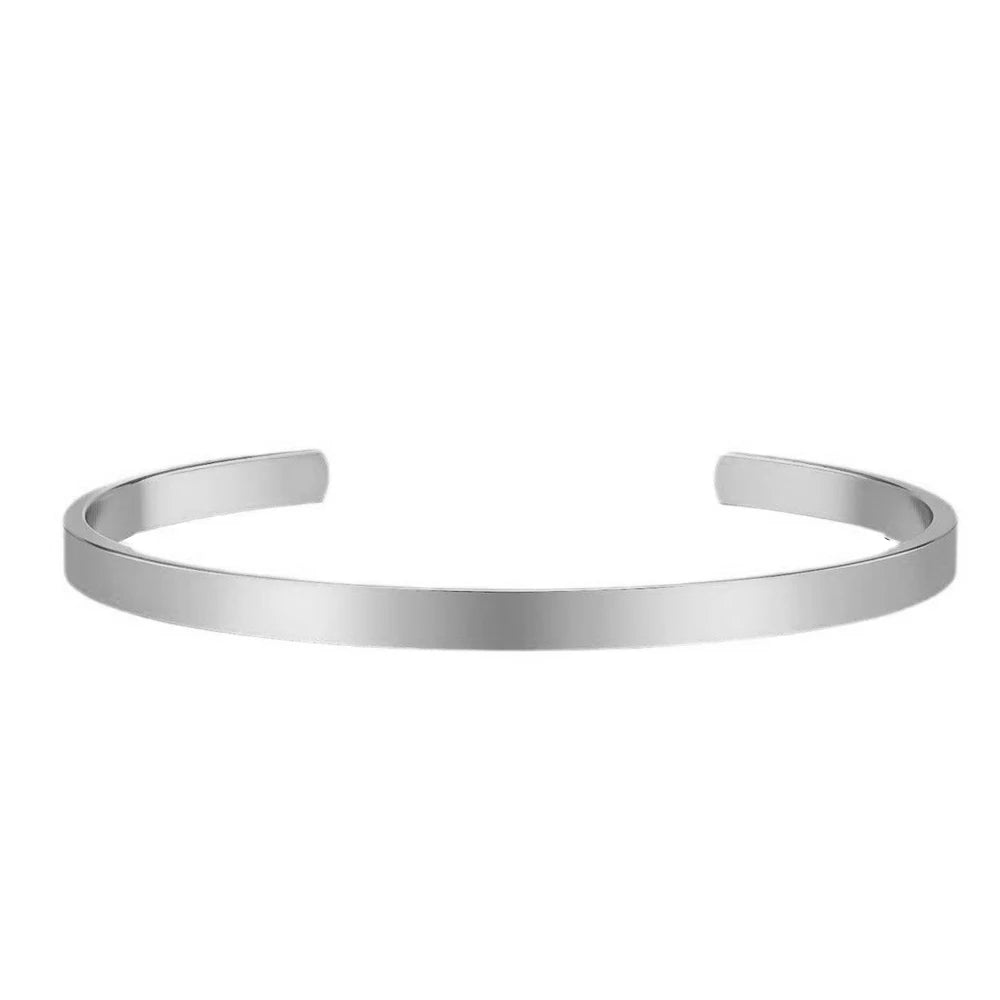 925 Sterling Silver & 14K Gold Plated Men's Stackable Cuff & Thin Chain Bracelets - Lovez Aqua© - Silver Bangle Only