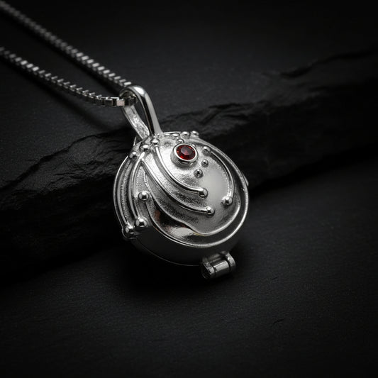 925 Sterling Silver Elena Gilbert Vervain Pendant Necklace with Red Zircon - The Vampire Diaries -