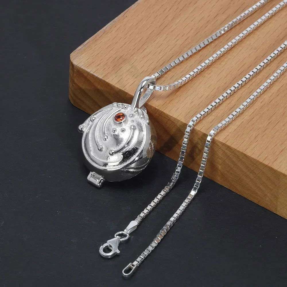 925 Sterling Silver Elena Gilbert Vervain Pendant Necklace with Red Zircon - The Vampire Diaries - Necklace