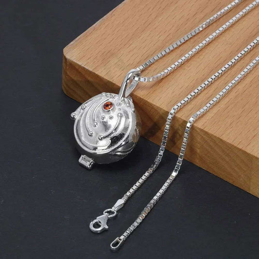 925 Sterling Silver Elena Gilbert Vervain Pendant Necklace with Red Zircon - The Vampire Diaries - Necklace