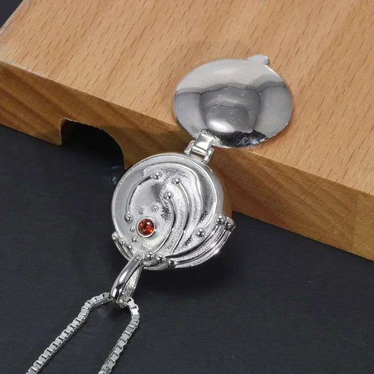 925 Sterling Silver Elena Gilbert Vervain Pendant Necklace with Red Zircon - The Vampire Diaries -