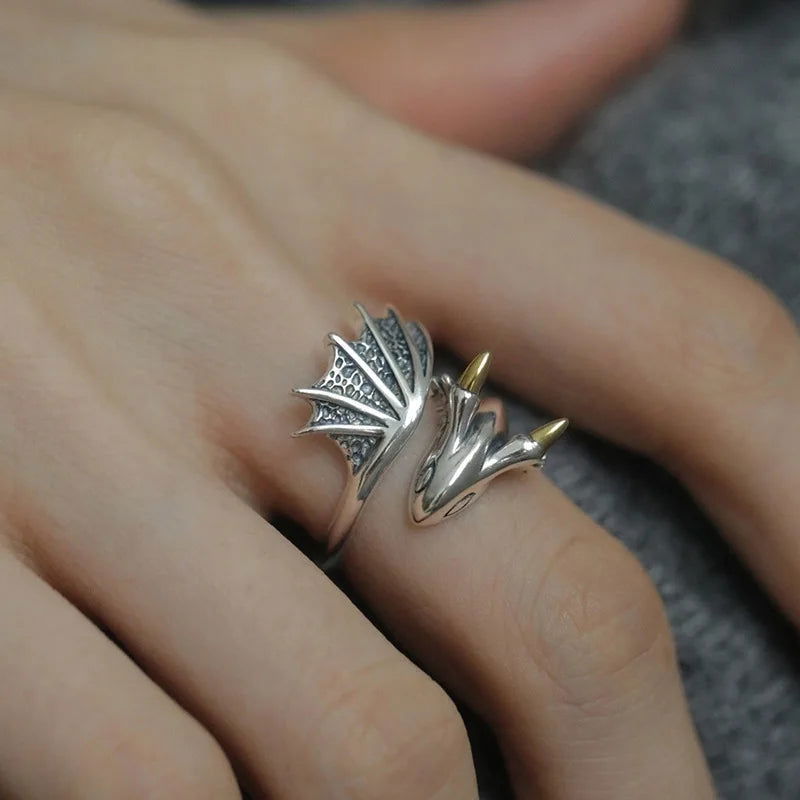 925 Sterling Silver Fourth Wing Dragon Themed Women's Rings - Fourth Wing -
