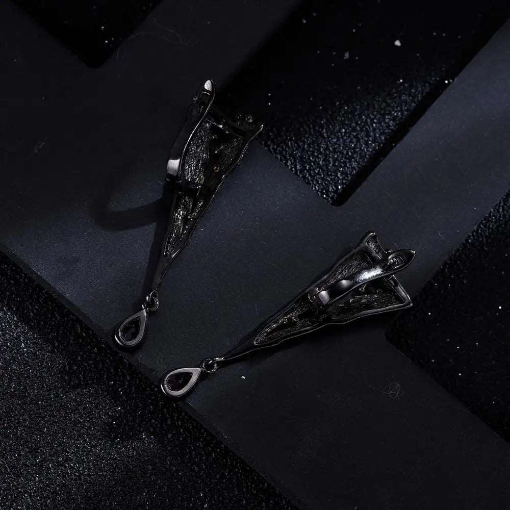 925 Sterling Silver Golden Bead Honey Raindrop Triangle Amethyst Drop Earrings - Lovez Aqua© -