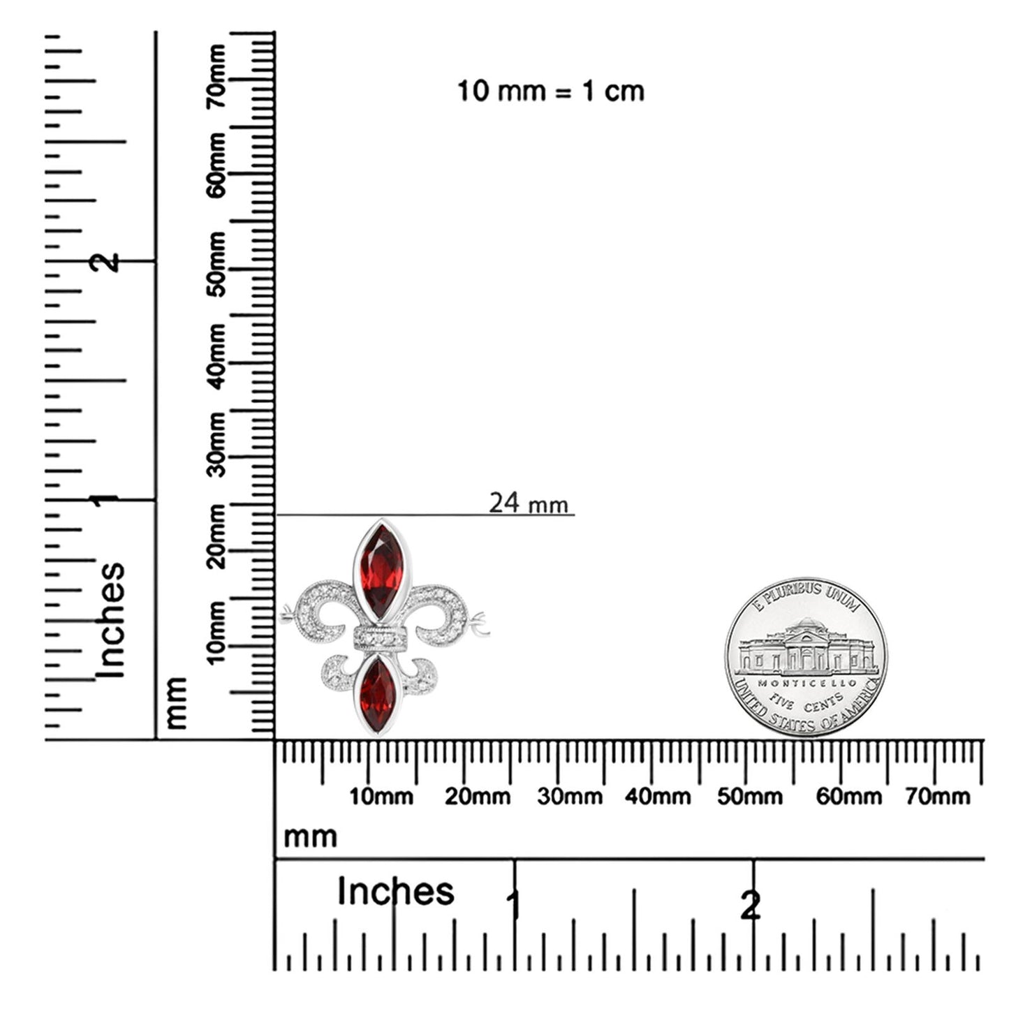 925 Sterling Silver Marquise Garnet & Diamond Lariat Fleur De Lis Bolo Bracelet - Lovez Aqua© -