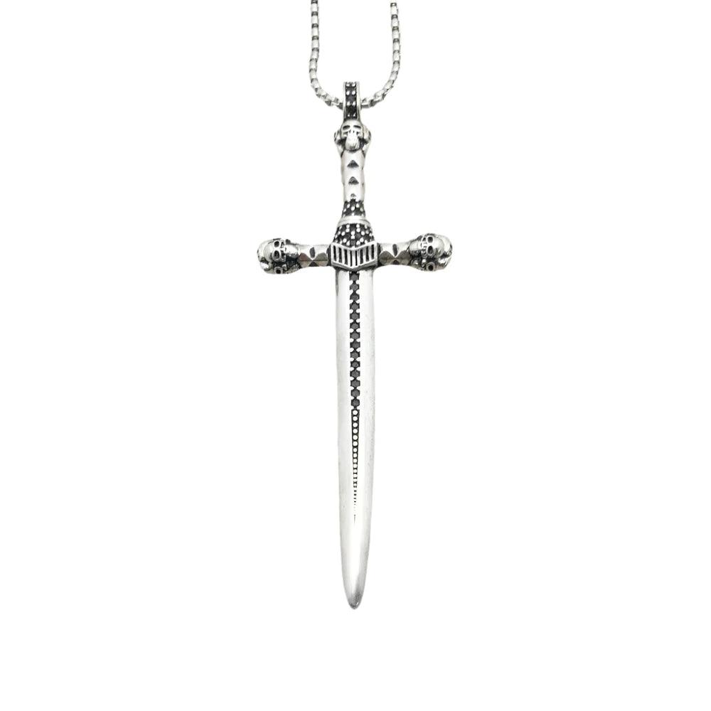 925 Sterling Silver Unisex Medieval Sword Pendant Link Chain Necklace - Lovez Aqua© - 6 / 70cm