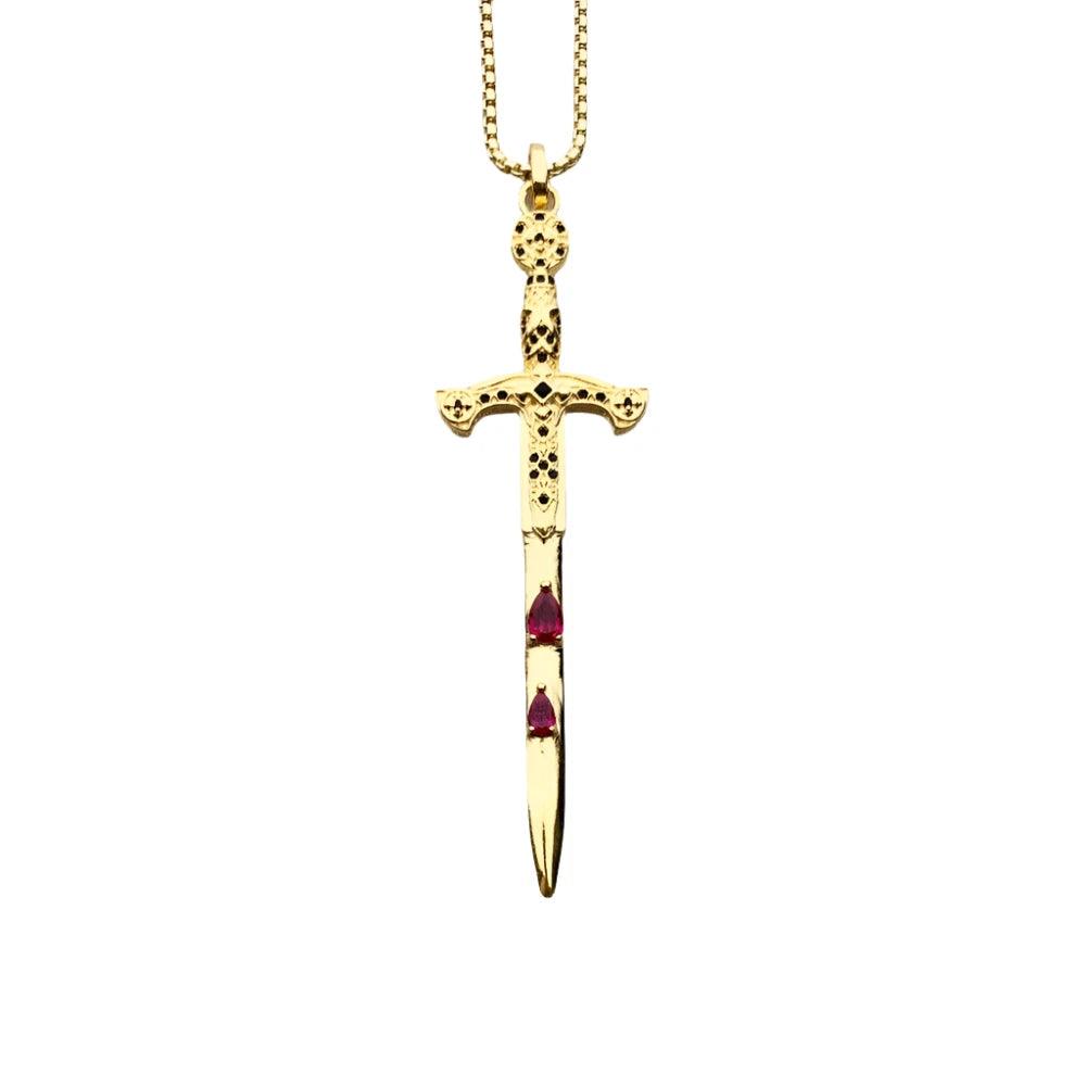 925 Sterling Silver Unisex Medieval Sword Pendant Link Chain Necklace - Lovez Aqua© - 7 / 70cm