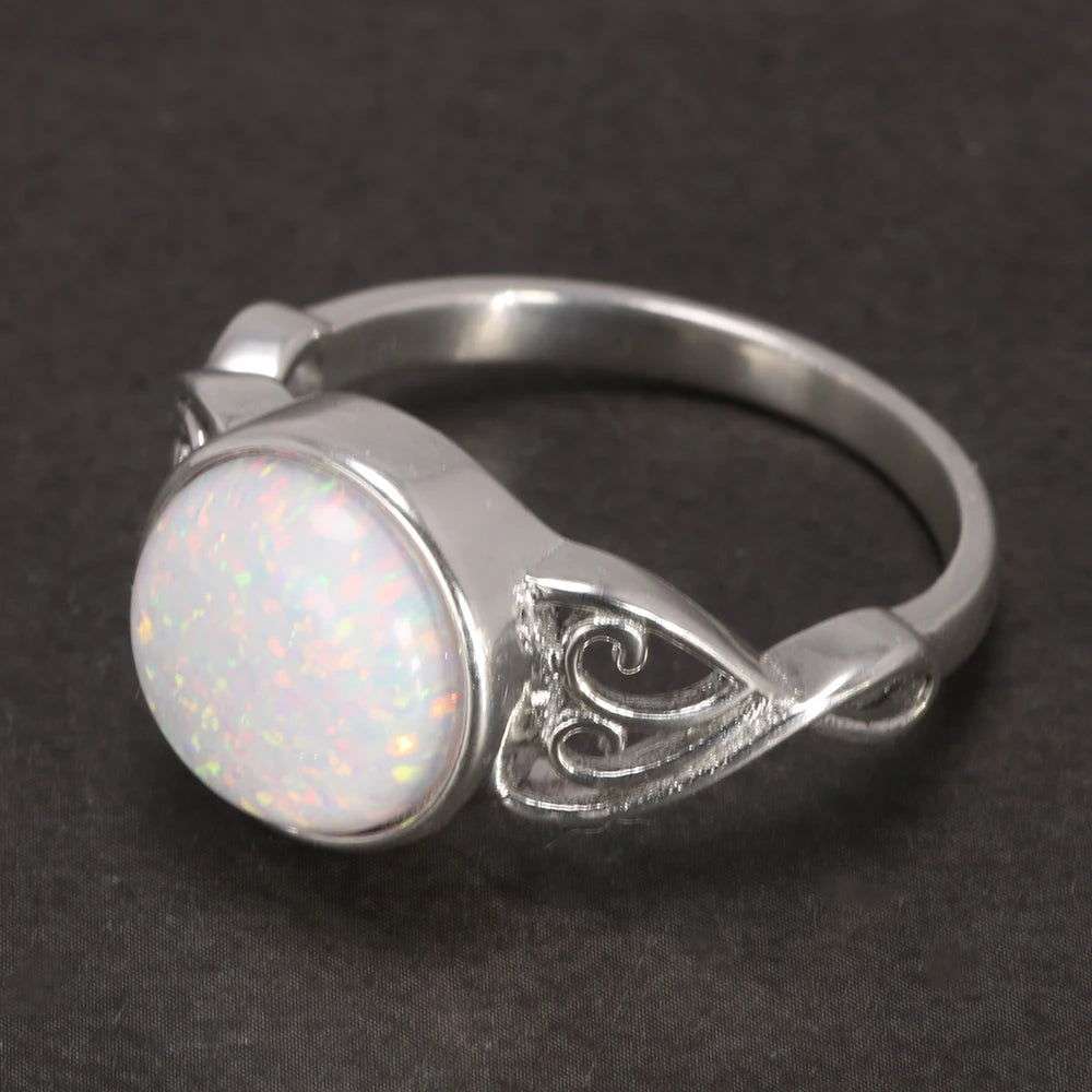 925 Sterling Silver Victorian Opal & Natural Lapis Stone Solitaire Ring - Lovez Aqua© -