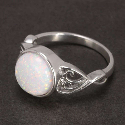 925 Sterling Silver Victorian Opal & Natural Lapis Stone Solitaire Ring - Lovez Aqua© -